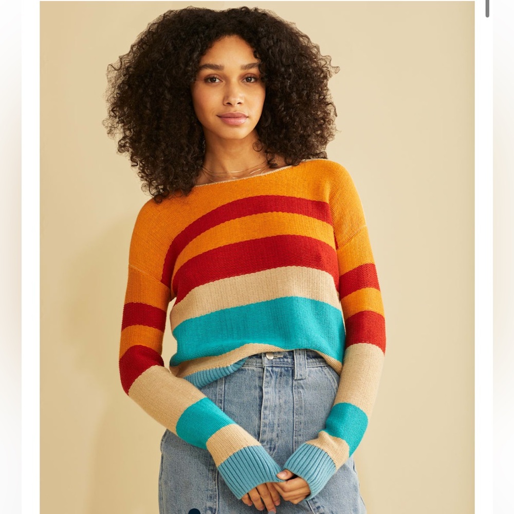 Pendleton Bold Stripe Cotton Pullover Sweater Top